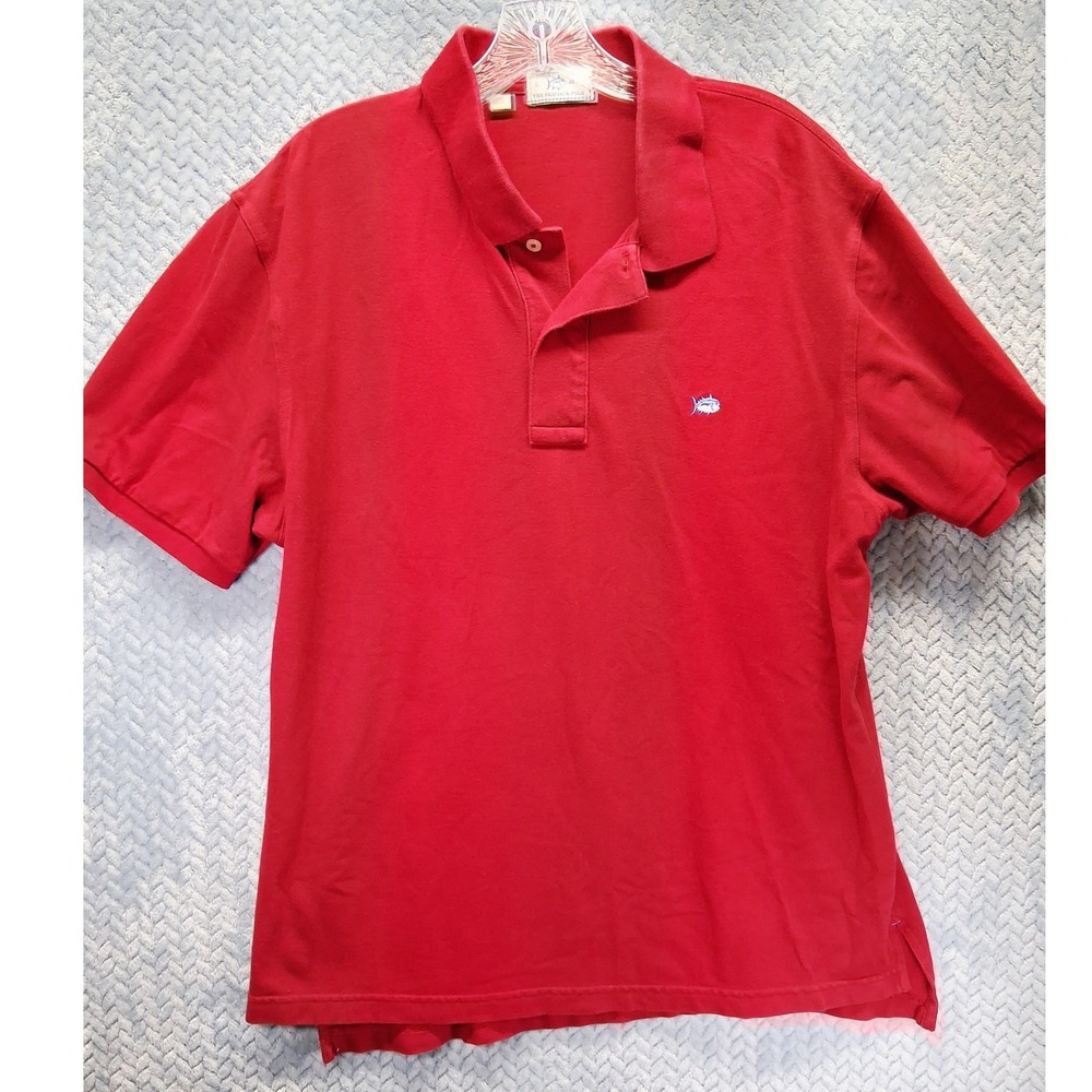 Southern Tide Mens Skipjack Polo Shirt Red Short Sleeve‎ Cotton Stretch Large